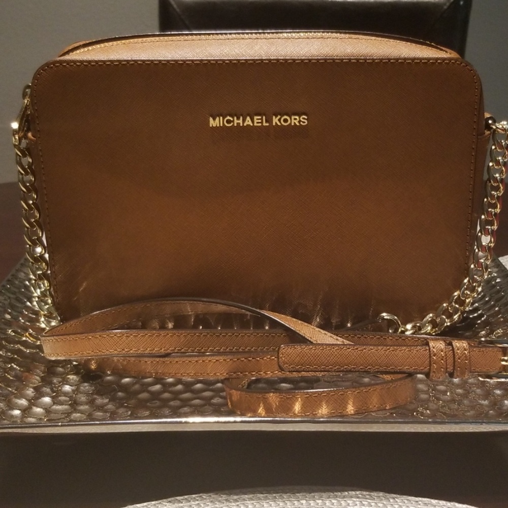 Michael Kors Tan Crossbody Bag with Gold Chain